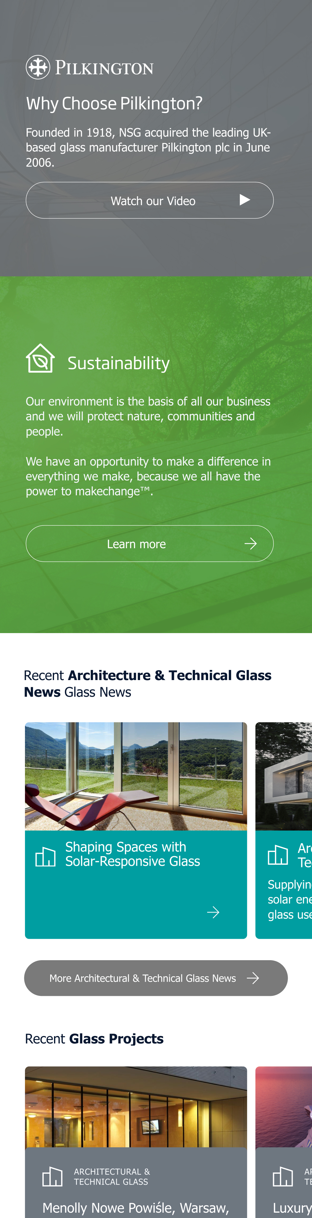 Pilkington — mobile welcome